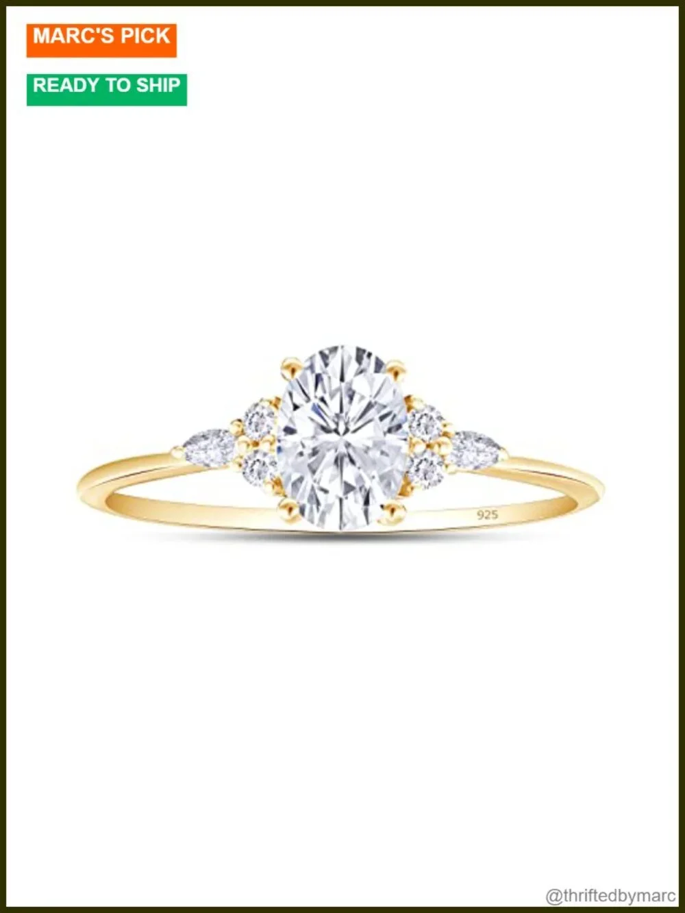 Solitaire Engagement Ring 925 Sterling Silver 14K Gold Plated 0.90 CT